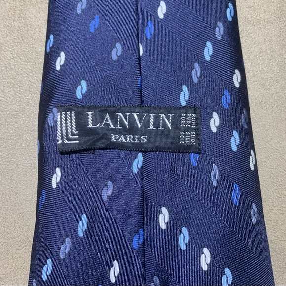 Lanvin Blue Tie 100% Silk Made in France - Picture 6 of 8